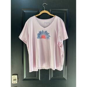 Life is Good Pink Short Sleeve Crusher V-Neck Watercolor T-Shirt Size 3XL